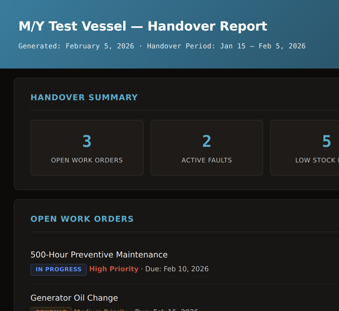 CelesteOS handover export — rendered document