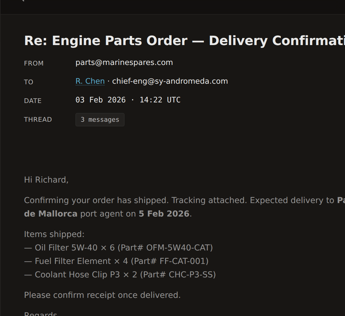 CelesteOS email lens — related entities